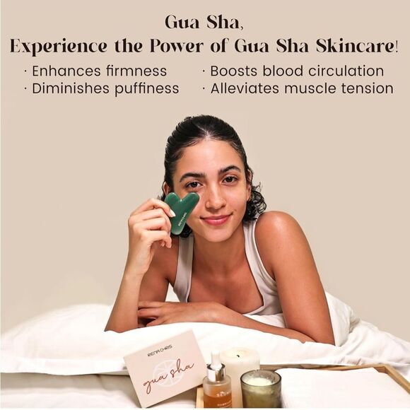 Rena Chris Gua Sha Facial Tools, Jade, Chinese, Massage for Jawline & Puffiness - Picture 4 of 8